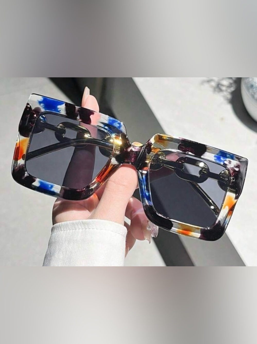 Multicolor Square Frame Women's Sunglasses